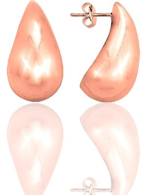 Normadia Gümüş Rose Italyan Gözyaşı Damla Küpe Şık ve Zarif Takı