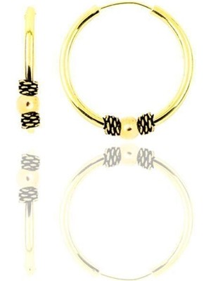 Normadia Şık Gümüş ve Yaldızlı 14 mm Toplu Halka Küpe, Zarif ve Modern Tasarım