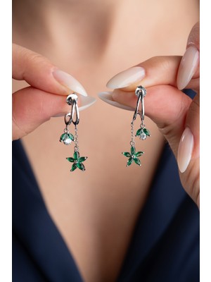 Normadia 925 Ayar Gümüş Sallantılı Lotus Küpe, Zarif ve Parlak Takı Seçeneği