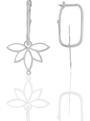 Normadia Gümüş Rodyumlu Lotus Çiçeği Göçmen Küpe, Zarif ve Şık Takı Aksesuarı