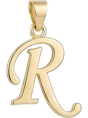Hakan Mücevherat R Harfi El Yazısı 14 Ayar Kolye Ucu