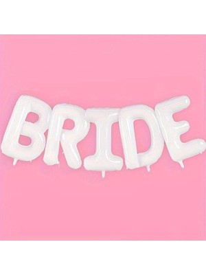 Bride Yazı Folyo Balon - Beyaz Bride Folyo Balon - Bekarlığa Veda Partisi - 16 Inç Beyaz Bride Yazı