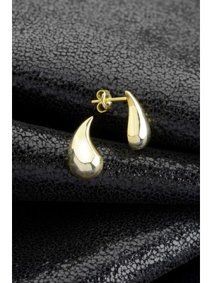 925 Ayar Gümüş Altın Kaplama Küçük Damla Küpe