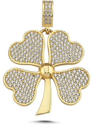 Hakan Mücevherat Taşlı Yonca Kolye Ucu 14 Ayar Altın