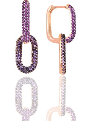 Normadia Rose Ametist Taşlı Sallantılı Şık Küpe, Zarif ve Modern Tasarım