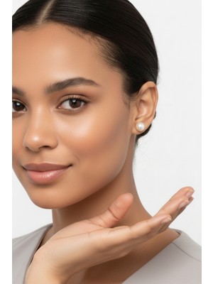 Normadia 925 Ayar Gümüş Kadın Inci Küpe, Zarif ve Şık Tasarım, 8 mm