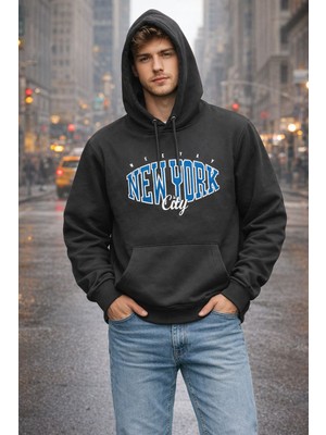 New York Baskılı Oversize Unisex Sweatshirt