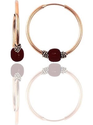 Normadia Şık Gümüş Mercan Renkli 17 mm Halka Küpe, Zarif Takı Hediye Alternatifi