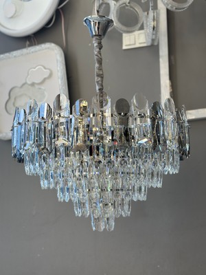 LED Yeni Model 60 cm Kristal Lüx Salon Avize Krom Renk Ithal Kasa