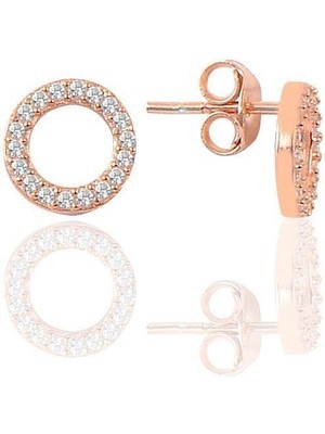 Normadia Zirkon Taşlı Gümüş Renkli Klasik Halka Küpe, Şık ve Zarif Tasarım