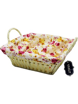 Akıllı Durak Hasırlı Bezli Ekmek Sepeti Kare RENKLI8823 (491)