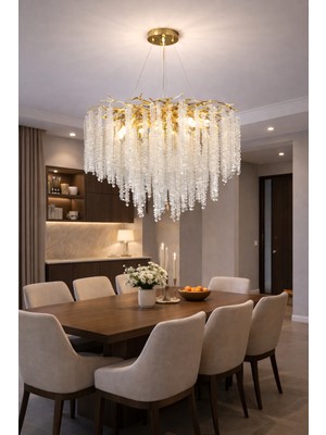 LED Yeni Model 60 cm Ağaç Kristal Lüx  Salon Avize Gold Ithal Kasa