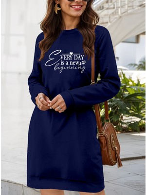 Serac Collection Kadın Uzun Kollu Bisiklet Yaka Kısa Viskon Iki Iplik Elbise