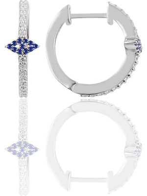 Normadia Gümüş Rodyumlu Safir Taşlı Şık Halka Küpe, Zarif Takı Tarzı