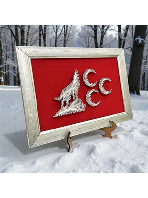 Üç Hilal & Bozkurt Filografi Tablo Çerçeveli 30X23 cm Askılı | Özel Tasarım