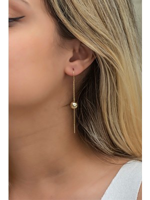 Normadia 925 Ayar Gümüş Minik Gold Toplu Zincir Küpe, Şık ve Zarif Tasarım