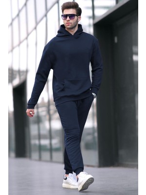 Madmext Lacivert Kapüşonlu Basic Eşofman Takımı 5928