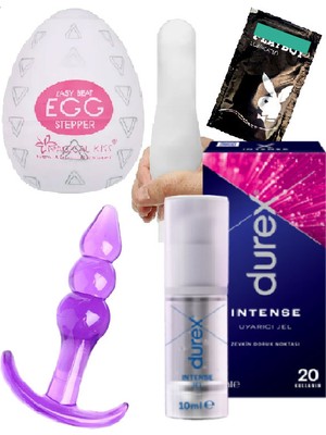 Durex Intense Kadın Uyarıcılı Jel + Analplug + Yumurta Mastürbatör Bi'çift&erkek Duble Fantezi Set C-8085&CAMAN3