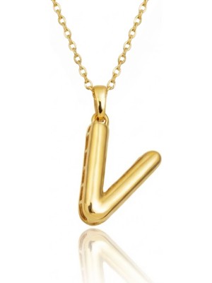 Hakan Mücevherat V Harfi Balon Model 14 Ayar Altın Kolye