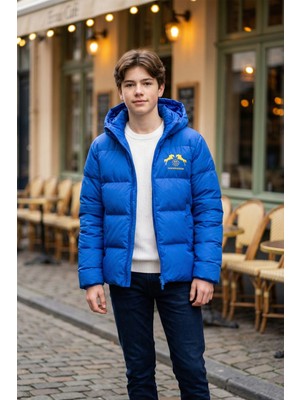 Famoda Erkek Çocuk Çıkarilabilir Kapüşonlu Mavi Şişme Mont