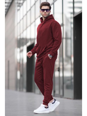 Madmext Bordo Kapüşonlu Basic Eşofman Takımı 5928