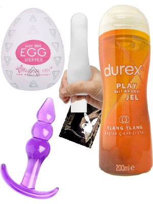 Durex Ylang Ylang Uyarıcılımasaj 200ML + Bi'çift&erkek Arkalı Önlü Zevkseti Egg Mas.türbatör + Analtıpa C-8085&CAMAN3