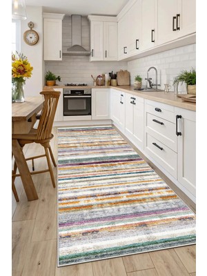 Qatalina Makinede Yıkanabilir Kaymaz Taban Leke Tutmaz Mutfak Halısı Salon Halısı /8003 Dikdörtgen