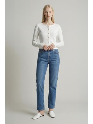 Rays 8273A Düğmeli Bisiklet Yaka Bluz Ekru