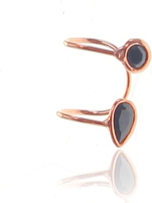 Normadia Gümüş Rose Siyah Taşlı Damla Kıkırdak Küpe SGTL12220SIYAH