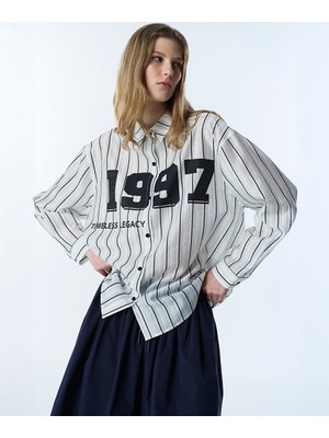 Twist Slogan Baskılı Çizgi Desen Gömlek TS1260025113018