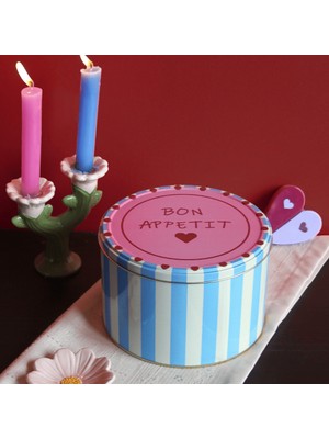 Sarkap Home Bon Appetit Yuvarlak Metal Kutu - Mavi