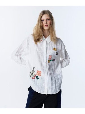 Twist Kırışık Efektli ve Patch'li Gömlek TS1260025143018