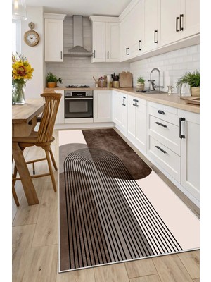 Qatalina Makinede Yıkanabilir Kaymaz Taban Leke Tutmaz Mutfak Halısı Salon Halısı /7028 Kahverengi Halı