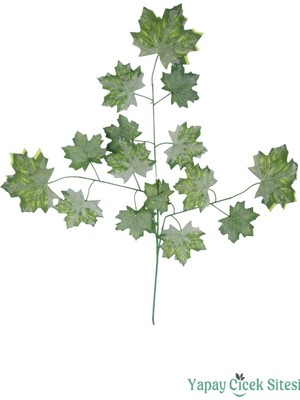 Yapay Çiçek Sitesi Yapay Çınar Ağacı Dalı 15 Yapraklı 65 cm 12 Adet Mat Yeşil