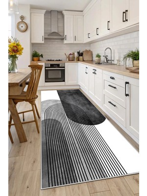 Qatalina Makinede Yıkanabilir Kaymaz Taban Leke Tutmaz Mutfak Halısı Salon Halısı /7028 Beyaz Halı