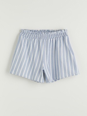 Lc Waikiki Yeni Sezon Beli Lastikli Çizgili Kız Çocuk Şort