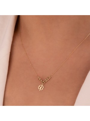 Hakan Mücevherat Yonca Sallantılı 14 Ayar Altın Kolye