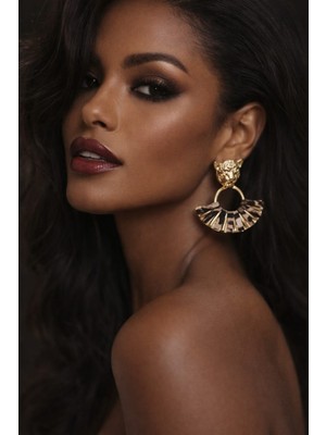 Kmod Life Leopar Desenli-Leopar Figürlü Sallantılı Çelik Küpe