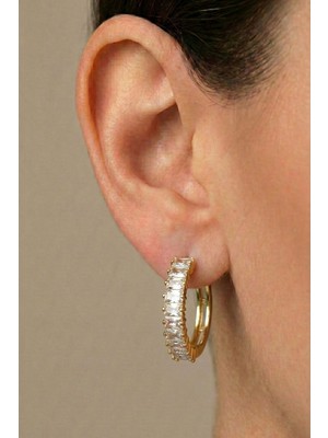 Osha Aksesuar Zirkon Taşlı Lüks Tasarım Halka Küpe