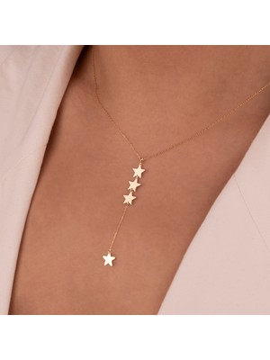 Hakan Mücevherat Sıralı Yıldız 14 Ayar Altın Minimal Kolye