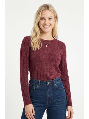 Rays 8268A Bisiklet Yaka Bluz Bordo