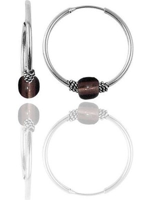 Normadia Şeffaf Akik Taşlı 14MM Gümüş Halkalı Küpe, Zarif ve Şık Tasarım