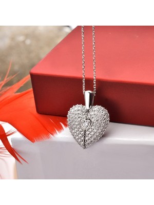 Prof. Nari Zirkon Taşlı Kalp Kolye (Isim Yazılabilir)