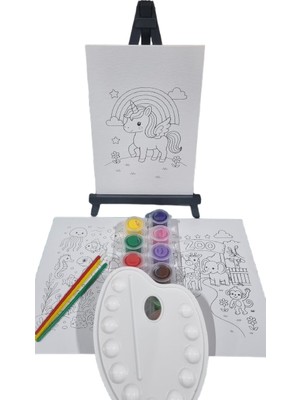 Ark Eksiksiz Sanat Başlangıç Seti: 3'lü 18X24 cm Çizimli Tuval & Şövale Seti