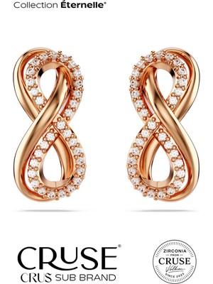 Normadia 925 Ayar Gümüş Sonsuzluk Küpe, Rose Altın Kaplama, Zarif Takı