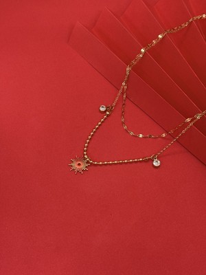 Güneş Çift Zincirli Kolye