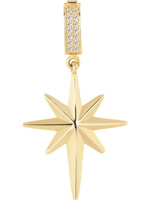 Hakan Mücevherat Kutup Yıldızı Az Taşlı Klipsli 14 Ayar Kolye Ucu 4 cm