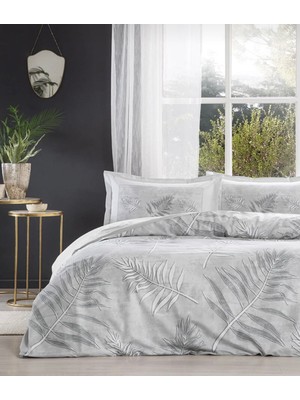 Özdilek Ranforce Frunze Gri Çift Kişilik Nevresim Takımı