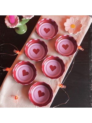 Sarkap Home 10 cm Çap, 3.2 cm Yükseklik 6'lı Bon Appetit Kırmızı Dondurmalık ve Çerezlik Seti