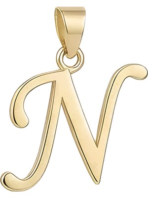 Hakan Mücevherat N Harfi El Yazısı 14 Ayar Kolye Ucu